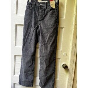 Levi's Ribcage Straight Ankle Jean 24x27 Gray Corduroy High Rise Minimalist New